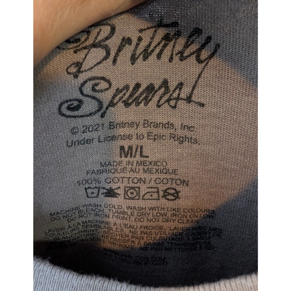 Womens Y2K 2000s Britney Spears Pop Princess Gray Graphic Logo Concert Tee M/L - Picture 5 of 5